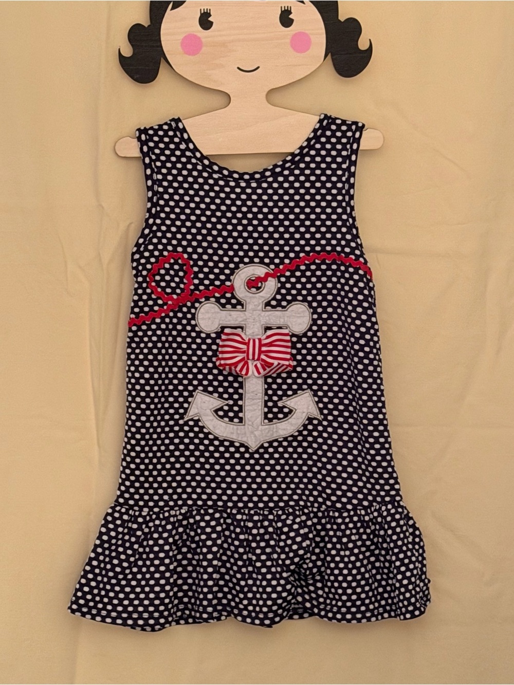 Sweet Heart Rose Blue & White Dots Nautical Theme Dress. Sz 3